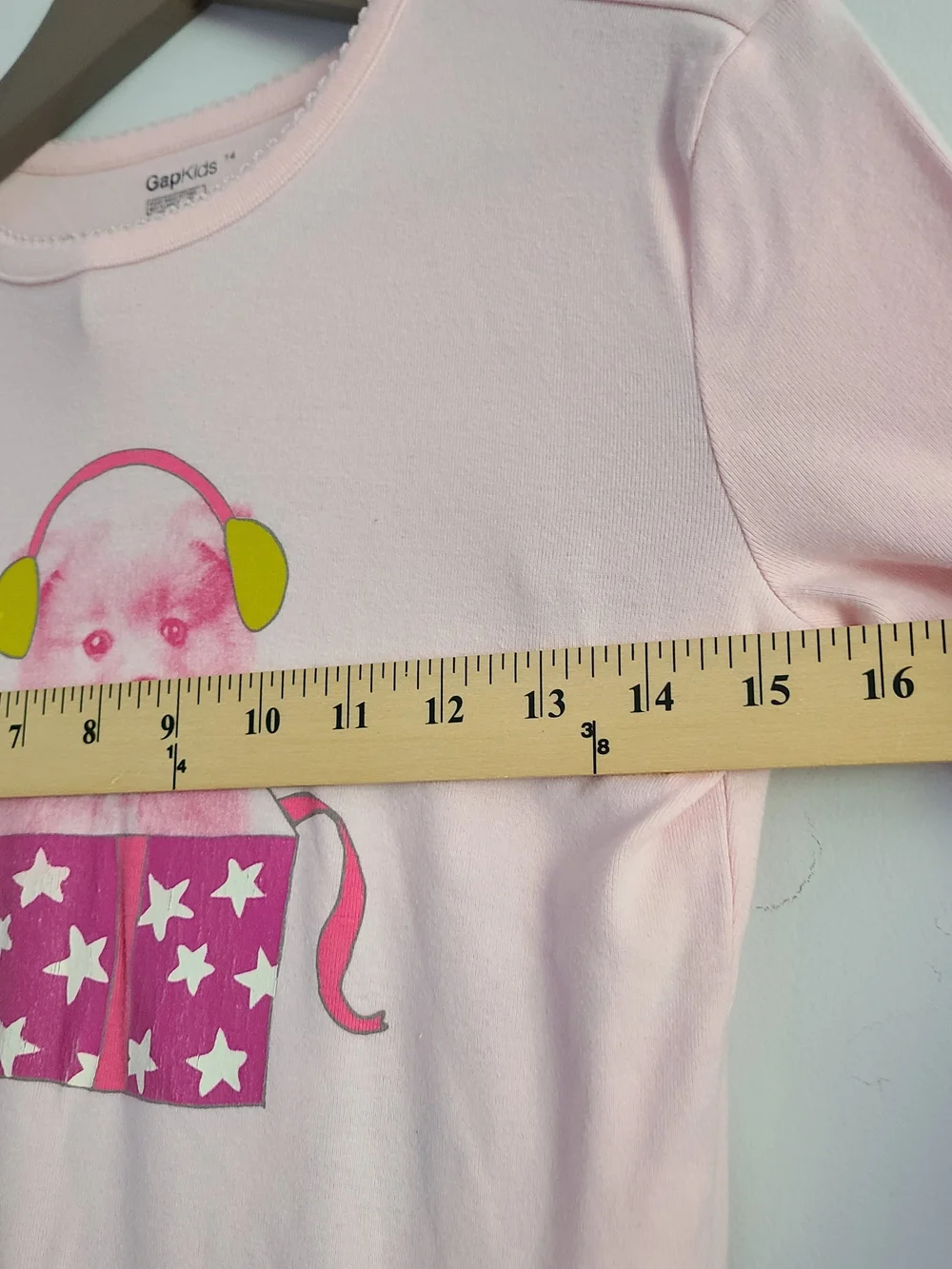 GAP Pink Bear Headphone Pocket Pajama Set Size 14 Girls
